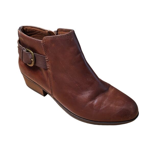 Clarks Women’s Addiy Kara Brown Leather Boots with Side Zip size 9.5 - Picture 1 of 11